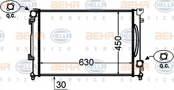 Радиатор, охлаждение двигателя BEHR HELLA SERVICE 8MK 376 766-191