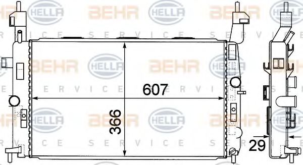 Радиатор, охлаждение двигателя BEHR HELLA SERVICE 8MK 376 771-221