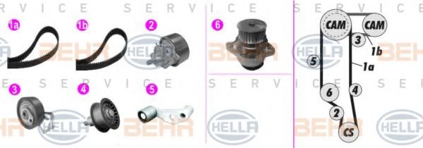 Водяной насос + комплект зубчатого ремня BEHR HELLA SERVICE 8MP 376 801-841