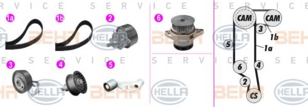 Водяной насос + комплект зубчатого ремня BEHR HELLA SERVICE 8MP 376 803-811