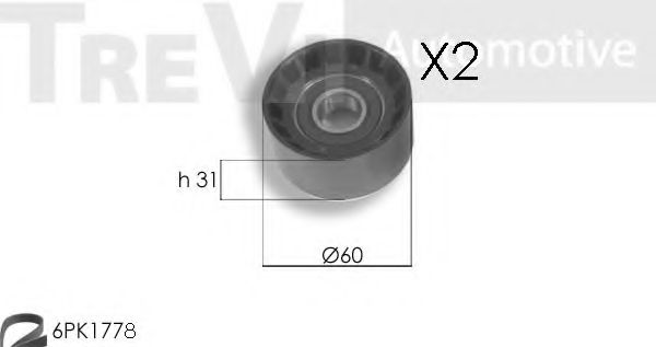 Комплект роликов, поликлиновой ремень TREVI AUTOMOTIVE KA1097F