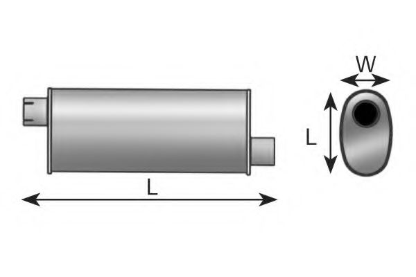 Средний / конечный глушитель ОГ; Средний глушитель выхлопных газов, универсальный DINEX 50417
