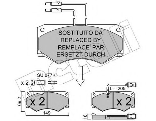 Комплект тормозных колодок, дисковый тормоз METELLI 22-0014-5