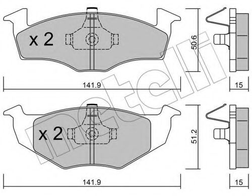 Комплект тормозных колодок, дисковый тормоз METELLI 22-0206-2