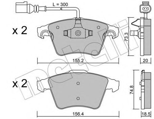 Комплект тормозных колодок, дисковый тормоз METELLI 22-0552-2