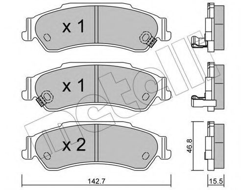 Комплект тормозных колодок, дисковый тормоз METELLI 22-0722-0