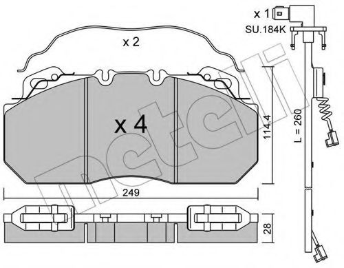 Комплект тормозных колодок, дисковый тормоз METELLI 22-0589-0K
