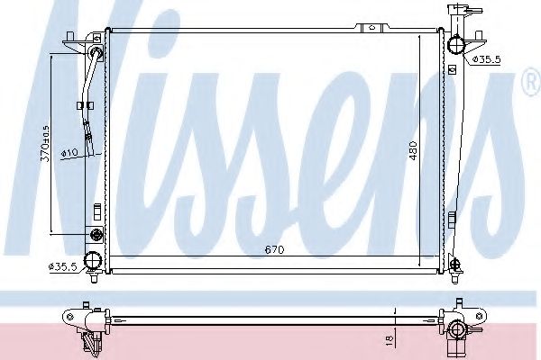 Радиатор, охлаждение двигателя NISSENS 675035