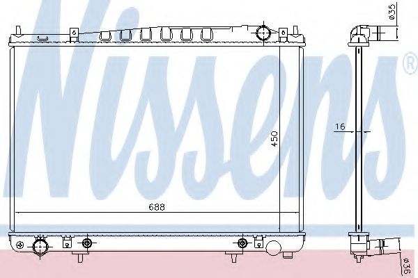 Радиатор, охлаждение двигателя NISSENS 681209
