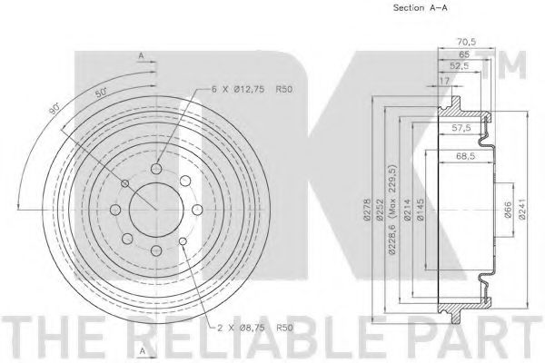 Тормозной барабан NK 253909