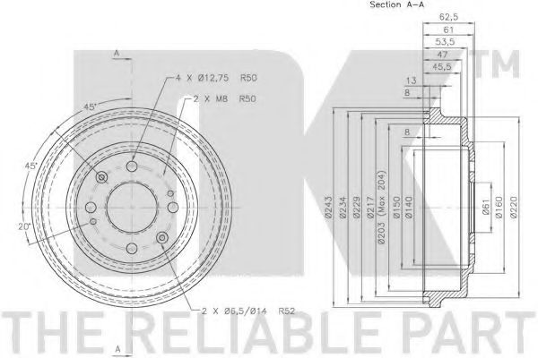 Тормозной барабан NK 254001