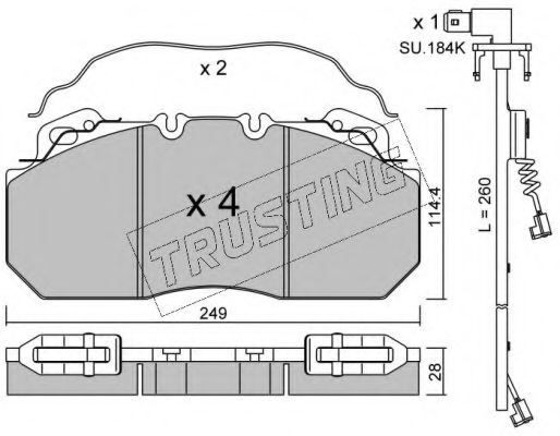 Комплект тормозных колодок, дисковый тормоз TRUSTING 605.0W