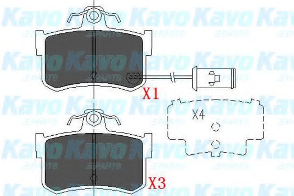 Комплект тормозных колодок, дисковый тормоз KAVO PARTS KBP-2028