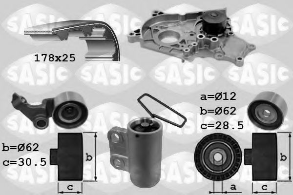 Водяной насос + комплект зубчатого ремня SASIC 3906040