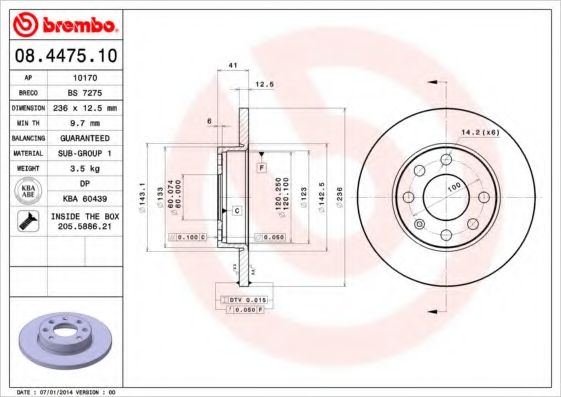 Тормозной диск BRECO BS 7275