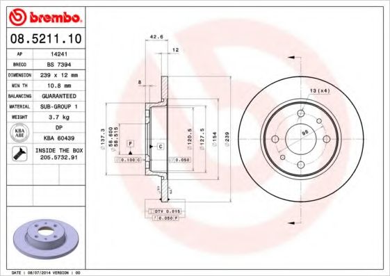 Тормозной диск BRECO BS 7394