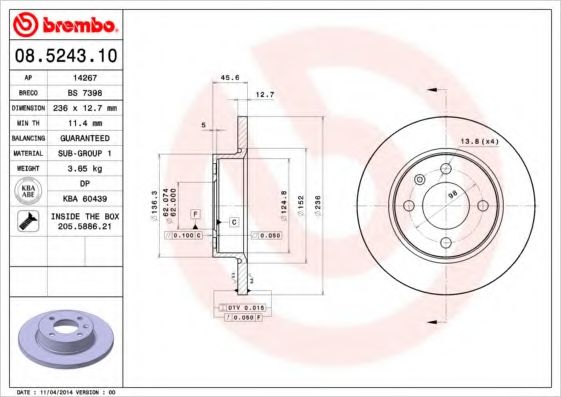 Тормозной диск BRECO BS 7398