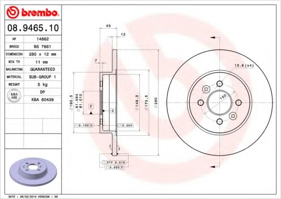 Тормозной диск BRECO BS 7661