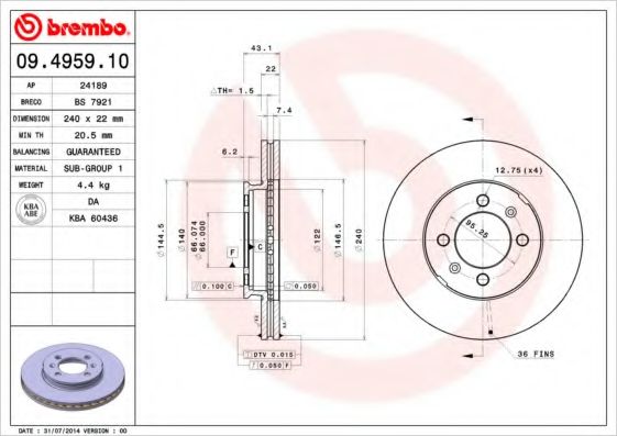 Тормозной диск BRECO BS 7921