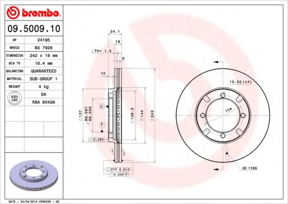 Тормозной диск BRECO BS 7928