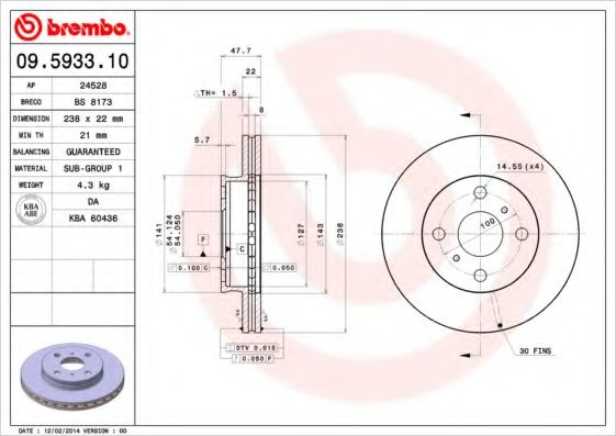 Тормозной диск BRECO BS 8173