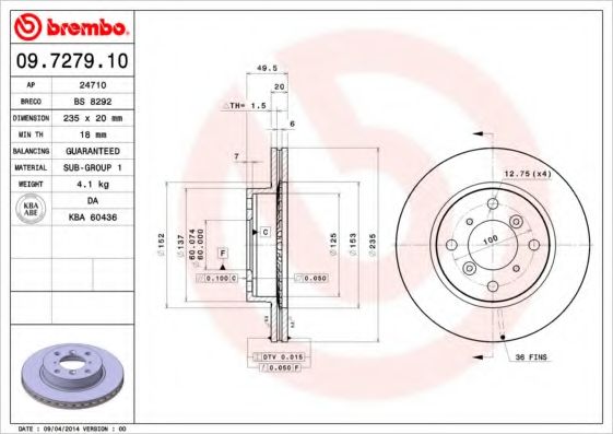 Тормозной диск BRECO BS 8292