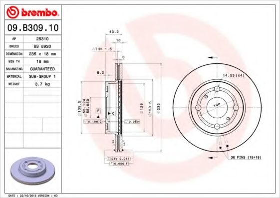 Тормозной диск BRECO BS 8920