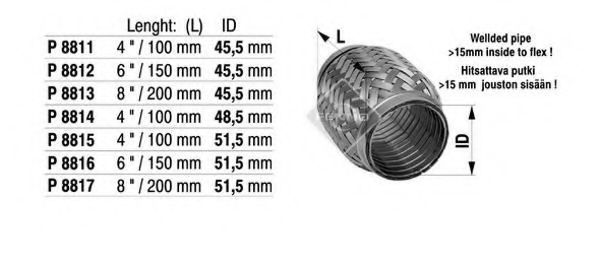 Гофрированная труба, выхлопная система FENNO 8816