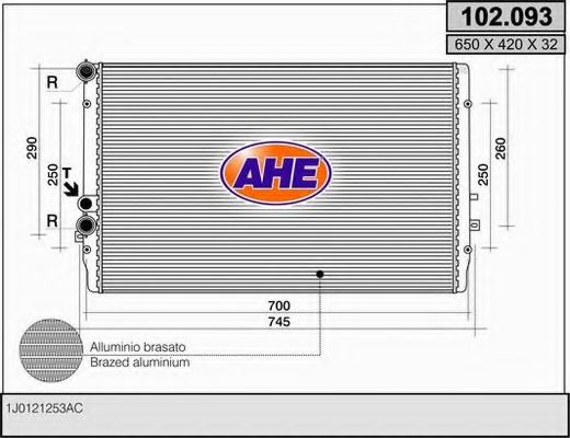 Радиатор, охлаждение двигателя AHE 102.093