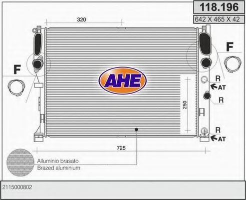 Радиатор, охлаждение двигателя AHE 118.196