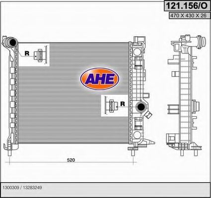 Радиатор, охлаждение двигателя AHE 121.156/O