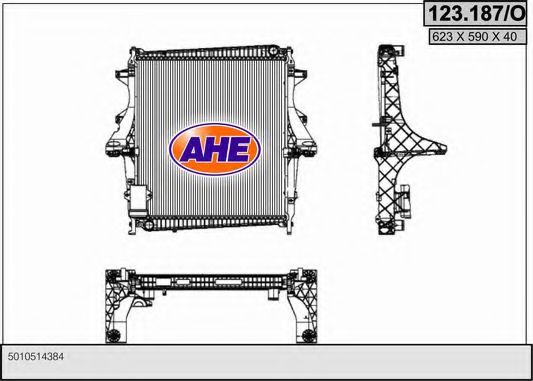 Радиатор, охлаждение двигателя AHE 123.187/O