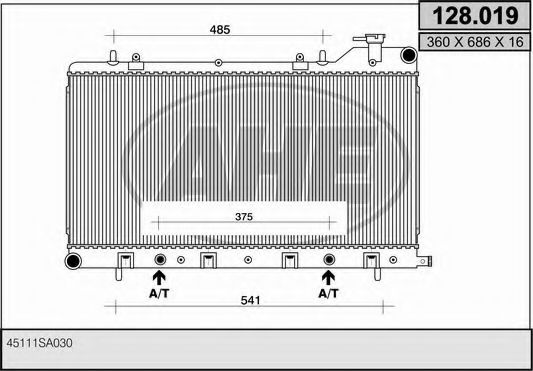 Радиатор, охлаждение двигателя AHE 128.019