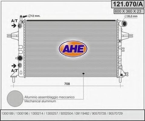 Радиатор, охлаждение двигателя AHE 121.070/A