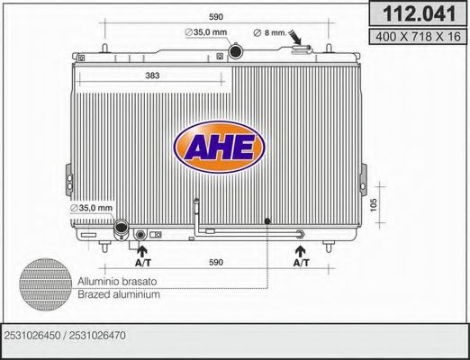 Радиатор, охлаждение двигателя AHE 112.041