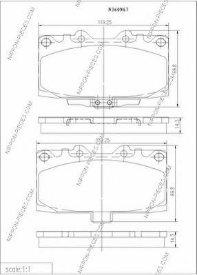 Комплект тормозных колодок, дисковый тормоз NPS 598476