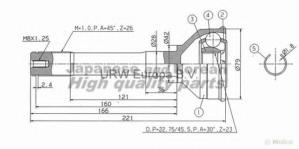 Шарнирный комплект, приводной вал ASHUKI DA-410I