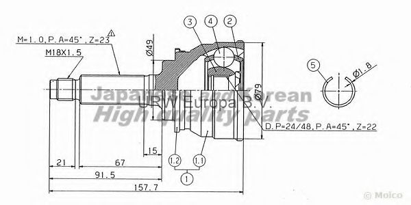 Шарнирный комплект, приводной вал ASHUKI SK-3B0