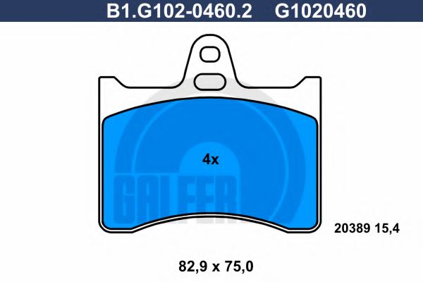 Комплект тормозных колодок, дисковый тормоз GALFER B1.G102-0460.2