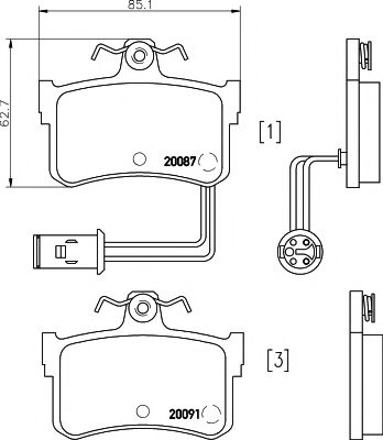 Комплект тормозных колодок, дисковый тормоз HELLA PAGID 8DB 355 017-751