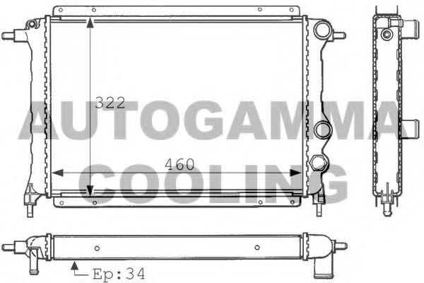Радиатор, охлаждение двигателя AUTOGAMMA 100874