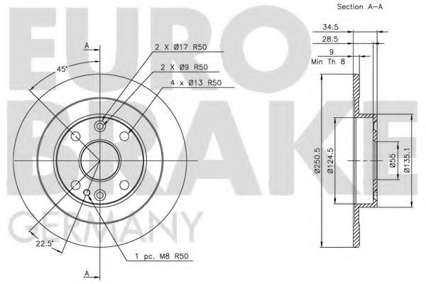 Тормозной диск SEBRO 3844
