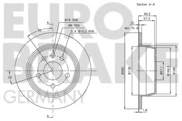 Тормозной диск EURODEAL AUTOPARTS 907