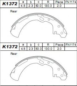 Комплект тормозных колодок ASIMCO K1372