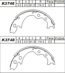 Комплект тормозных колодок ASIMCO K3748