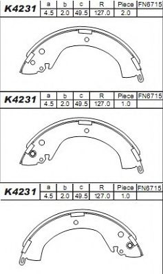 Комплект тормозных колодок ASIMCO K4231