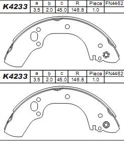 Комплект тормозных колодок ASIMCO K4233