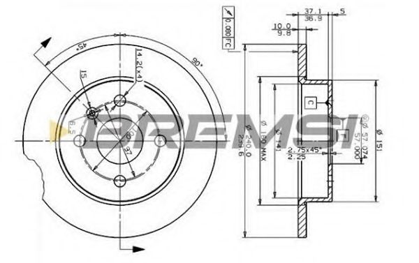 Тормозной диск BREMSI DBB043S