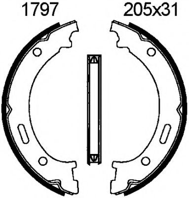 Комплект тормозных колодок, стояночная тормозная система BSF 01797