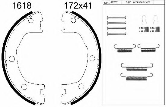 Комплект тормозных колодок, стояночная тормозная система BSF 01618K